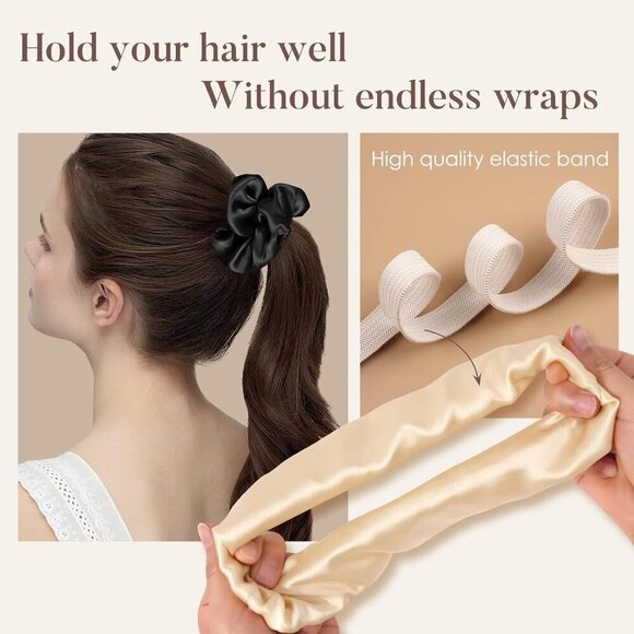Silk Scrunchies Set of 3 Mulberry Silk No Damage Hair Ties for Women Girls
